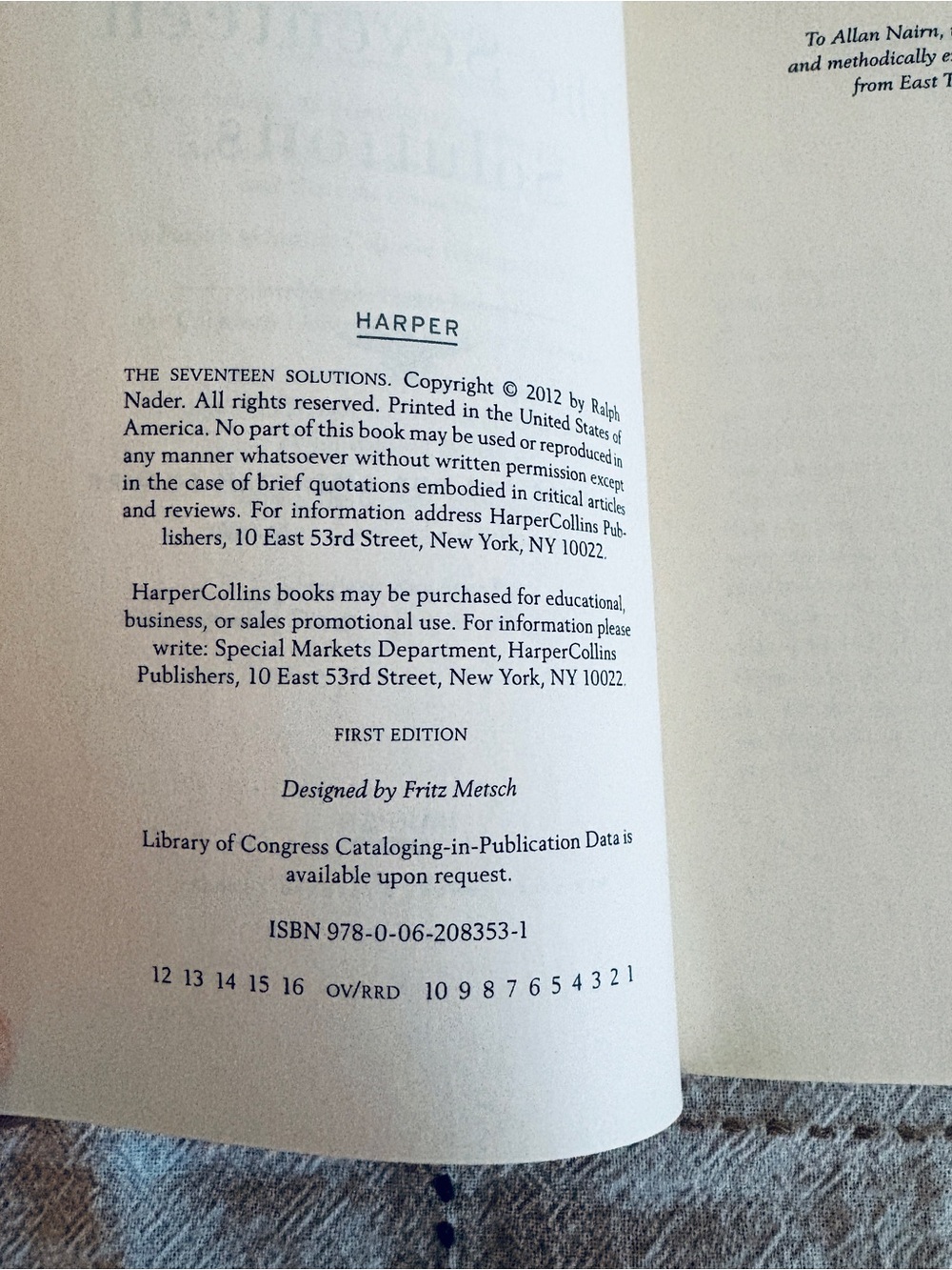 The Seventeen Solutions by Ralph Nader Soft Cover Book 2012 Ex Library Politics - Picture 8 of 10